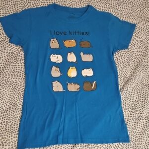 Pusheen Blue 'I Love Kitties' Short Sleeve Tee